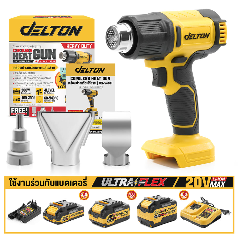 เครื่องเป่าลมร้อนไร้สาย (เฉพาะเครื่องเปล่า) DELTON รุ่น CG-5440T 20V